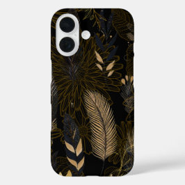 Coques iPhone 16 Black and Gold Feather Printed iPhone / iPad case