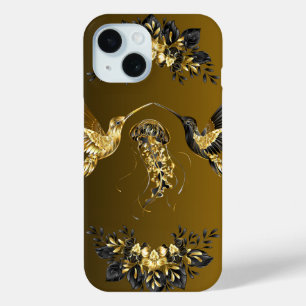 Coque Pour iPhone 15 Black and Gold Graphic Art, Ethereal Union