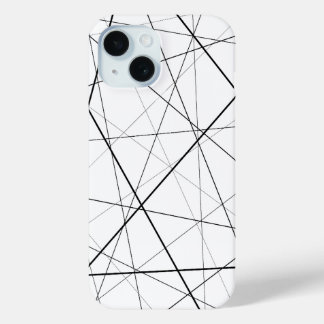 Coque Pour iPhone 15 Black and white geometric pattern