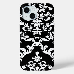Coque Pour iPhone 15 Black Bold Damask @ Emporiomoffa
