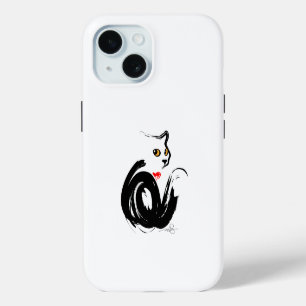 Coque Pour iPhone 15 Black Cat Love