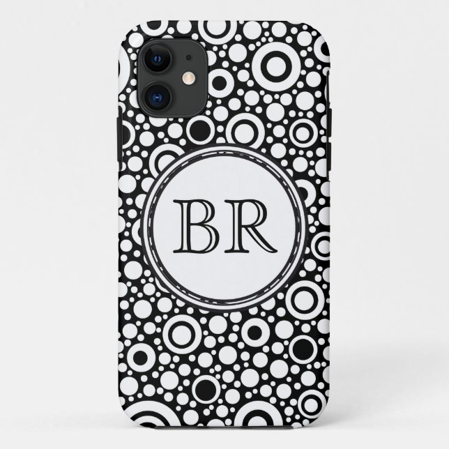 Coques Case-Mate iPhone Black Dots & Circles Grid + your backgr. & (Dos)