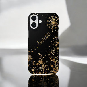 Coques iPhone 16 Plus Black Gold Bloom