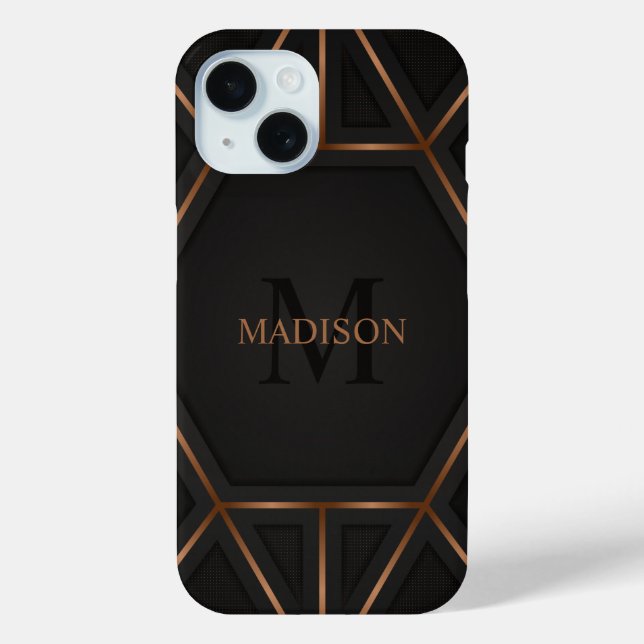 Coques Case-Mate iPhone Black Gold Luxury Moderne Minimal Abstrait (Verso)