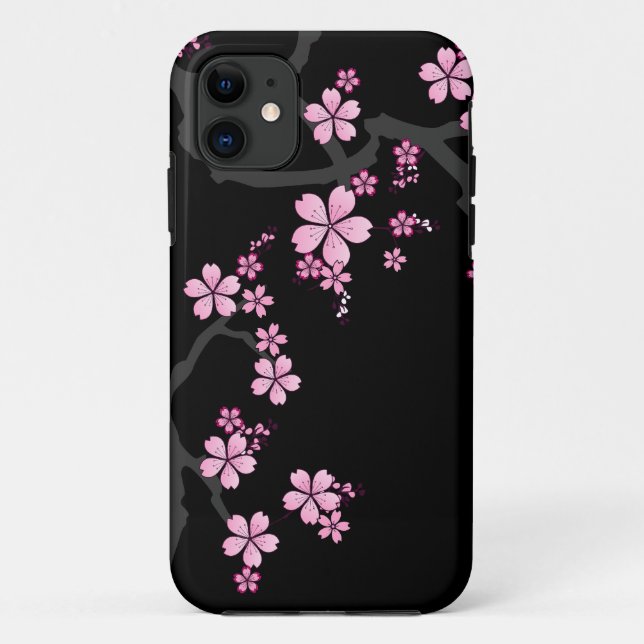 Coques Case-Mate iPhone Black Pink Sakura design japonais :: (Dos)
