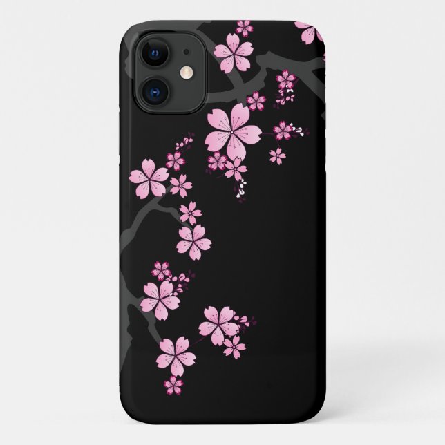 Coques Case-Mate iPhone Black Pink Sakura design japonais :: (Dos)