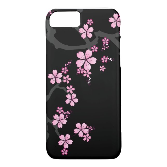 Coques Case-Mate iPhone Black Pink Sakura design japonais :: (Dos)