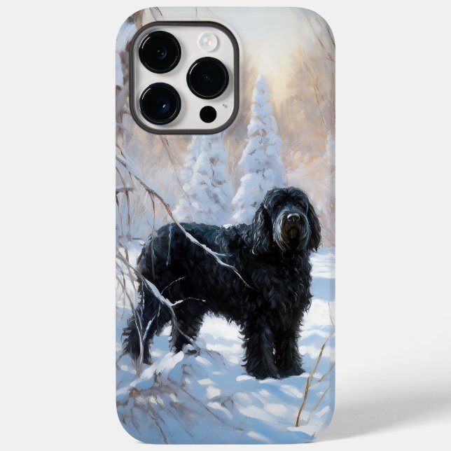 Coques Case-Mate iPhone Black Russian Terrier Laisser neiger Noël (Verso)