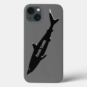 iPhone 13 Case black swimming shark personalized