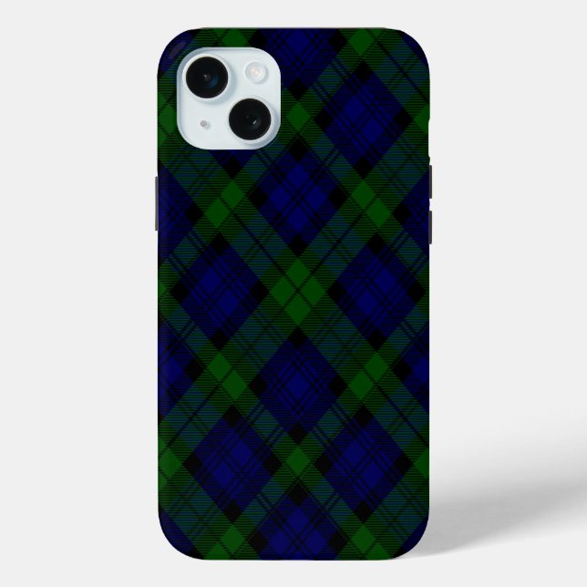 Coques Case-Mate iPhone Black Watch Tartan bleu vert Plaid (Verso)