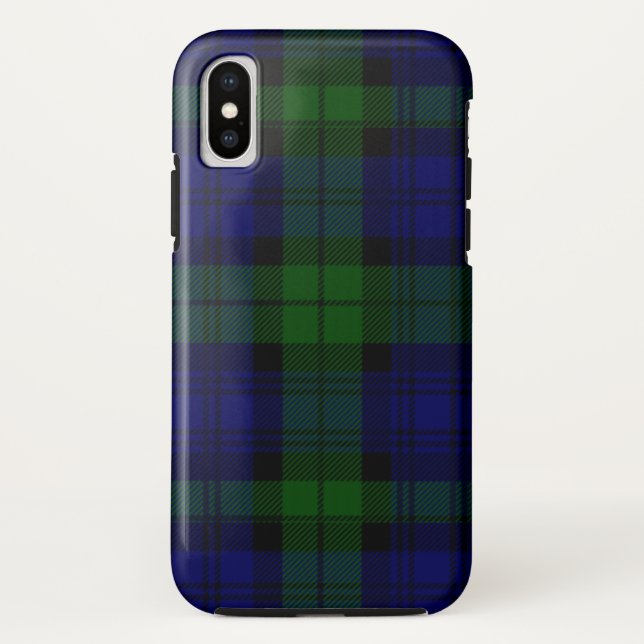 Coques Case-Mate iPhone Black Watch Tartan bleu vert Plaid (Dos)