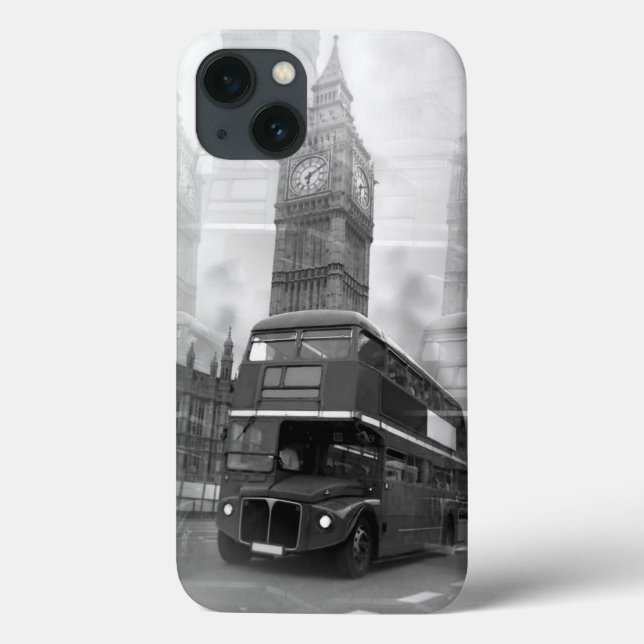 Coques Case-Mate iPhone Black White London Bus Big Ben (Verso)