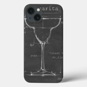 iPhone 13 Coque Black & White Margarita Glass Blueprint