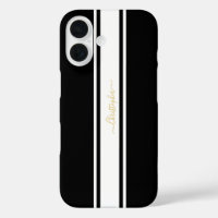 Black White Racing Stripes Or Monogrammed Chic