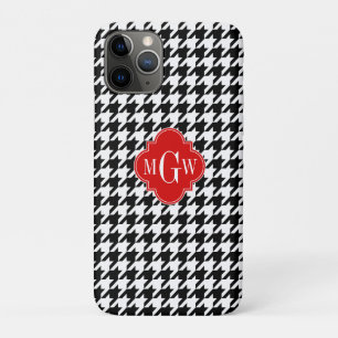 Case-Mate iPhone Case Black Wht Houndstooth Red Quatrefoil