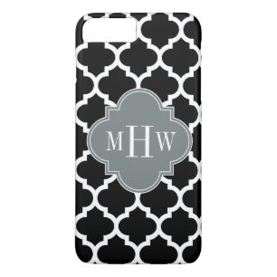 Coques Pour iPhone Black Wht Moroccan #5 Charcoal 3 Monogram initial