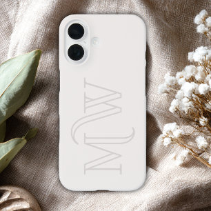 Coques iPhone 16 Blanc cassé Grandes Initiales Monogramme Simple Mi