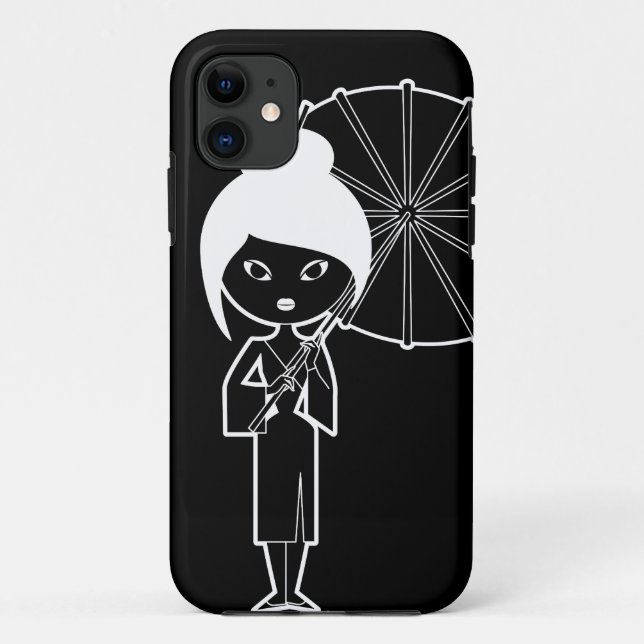 Coques Case-Mate iPhone Blanc de Madame de geisha sur le noir (Dos)