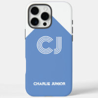 Blanc vintage & bleu aqua monogrammé