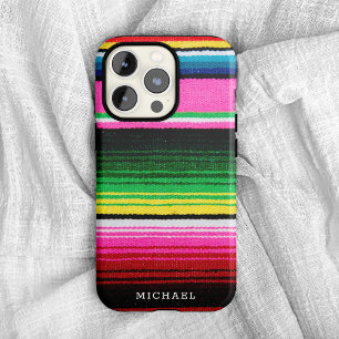 Case-Mate iPhone Case Blanche à rayures mexicaine colorée avec nom