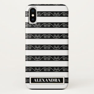 Case-Mate iPhone Case Blancs noir Classy rayé