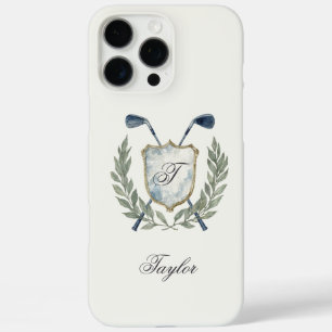 Coques iPhone 16 Pro Max Blason de monogramme de golf personnalisé Élégant