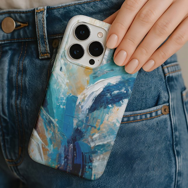 Coques Case-Mate iPhone Bleu Abstrait Brush Strokes Art moderne (Créateur téléchargé)