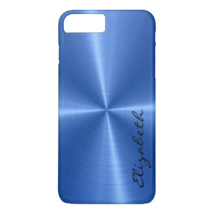 Coque iPhone 7 Plus Bleu acier inoxydable look métallique