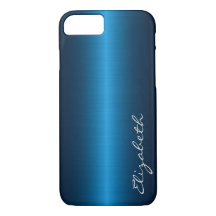 Etui iPhone Case-Mate Bleu acier inoxydable look métallique