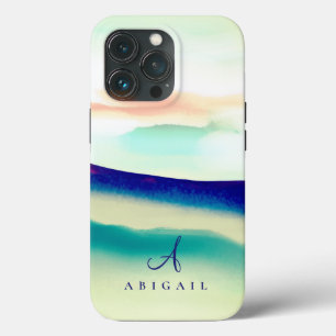 Case-Mate iPhone Case Bleu artistique Paysage Abstrait Monogramme