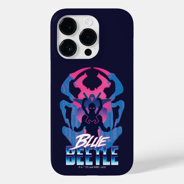 Coques Case-Mate iPhone Bleu Beetle Rétrowave contre graphique (Verso)