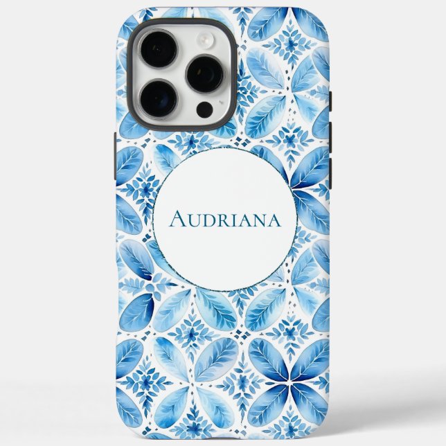 Coques Case-Mate iPhone Bleu blanc Batik Floral (Verso)