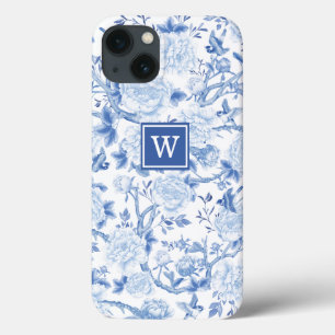 Case-Mate iPhone Case Bleu Blanc Chinoiserie Oiseau Peony Jardin Monogra