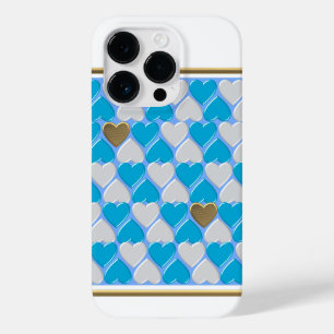 Coque Pour iPhone 14 Pro Bleu, blanc motif bavarois.