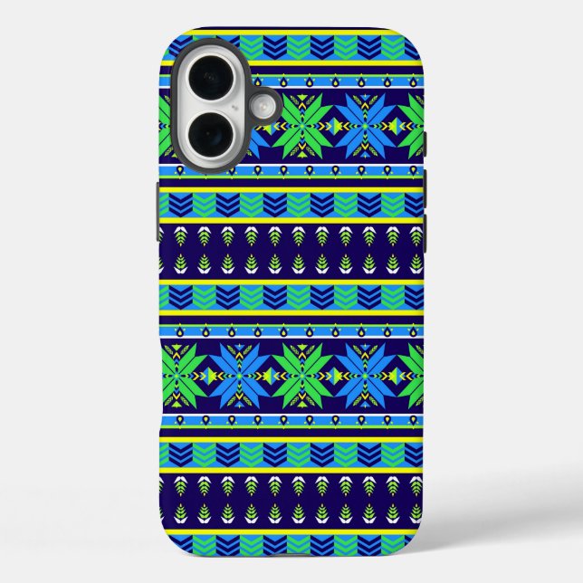 Coques Case-Mate iPhone Bleu Bleu Aztec (Verso)