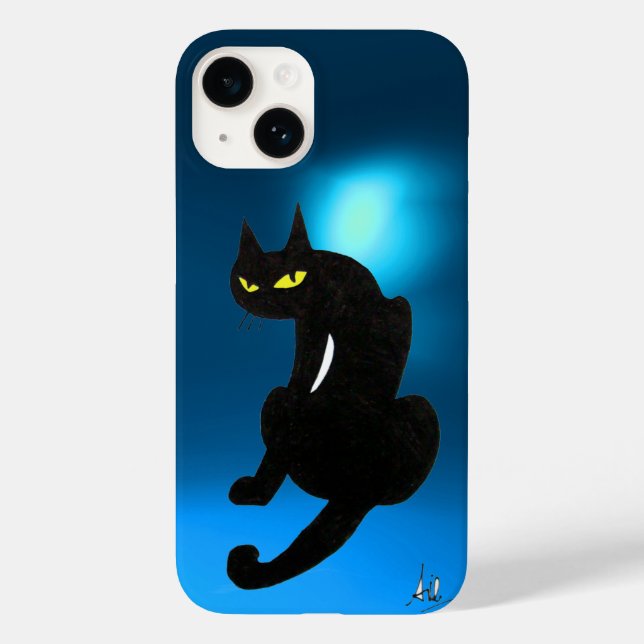 Coques Case-Mate iPhone Bleu CAT NOIR (Verso)
