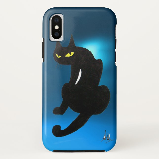 Coques Case-Mate iPhone Bleu CAT NOIR (Dos)