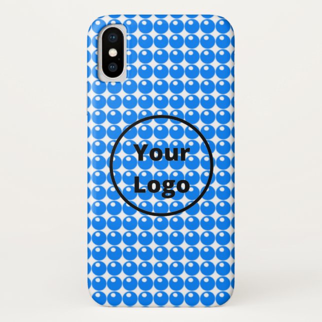Coques Case-Mate iPhone Bleu cercle motif sur blanc (Dos)