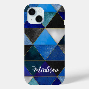 Coque Pour iPhone 15 Bleu chic gris turquoise