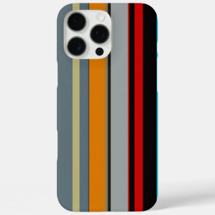 Coques iPhone 16 Pro Max Bleu cool rouge bleu argenté rayures multicolores