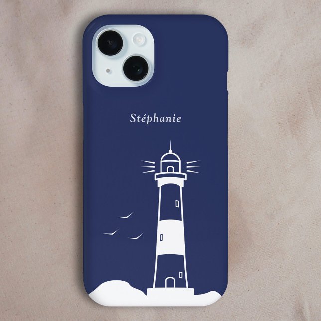 Coques Case-Mate iPhone Bleu de la marine phare (Lighthouse Navy Blue Phone Case)