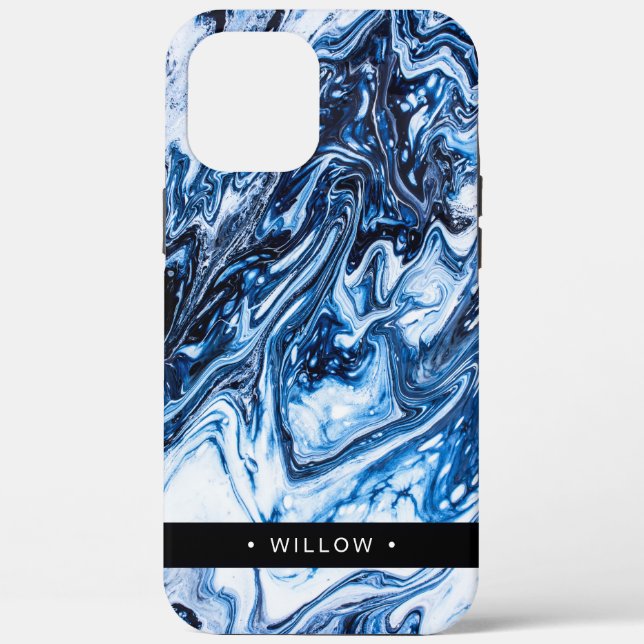 Coques Case-Mate iPhone Bleu de Marbre Swirl Navy Personnalisé (Verso)