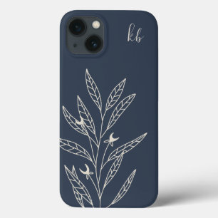 Case-Mate iPhone Case Bleu de minuit Monogramme botanique mystique