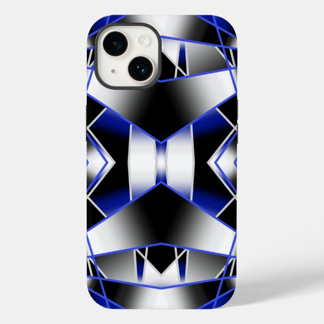 Coques Case-Mate iPhone Bleu Dégradé Rempli Mécanique Dessin Mosaïque (Verso)