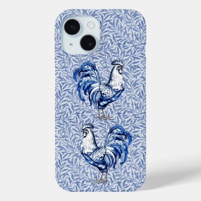 Coques Case-Mate iPhone Bleu Delft Et Poulet Blanc Rooster (Verso)