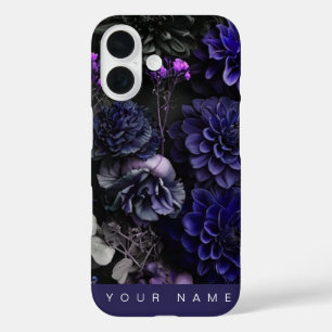Coques iPhone 16 Bleu des fleurs hantées