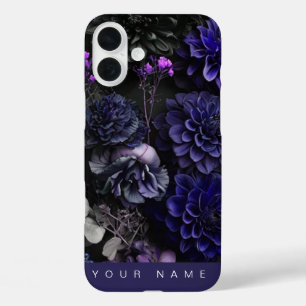 Coques iPhone 16 Plus Bleu des fleurs hantées