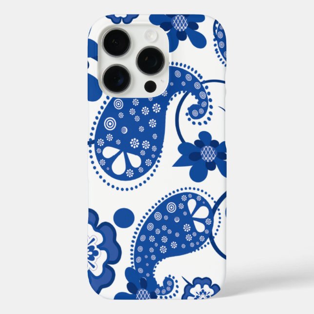 Coques Case-Mate iPhone Bleu éblouissant | White Chic Paisley Motif (Verso)