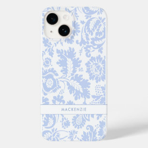 Coque Pour iPhone 14 Bleu élégant Floral Botanique