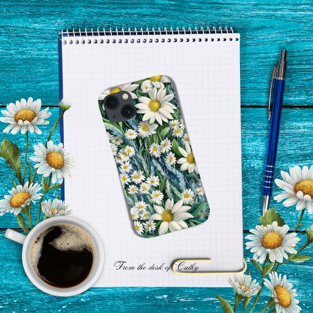 Coques Case-Mate iPhone Bleu et blanc Fleur marguerite (Créateur téléchargé)